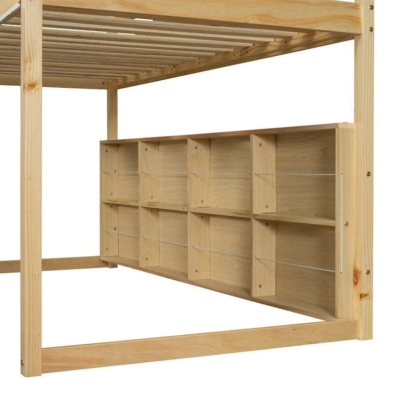 Lit mezzanine jumeau avec tente de jeu, design maison, toboggan et échelle