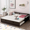 Lit de repos double en pin noir avec lit gigogne et kit de lattes - Design élégant