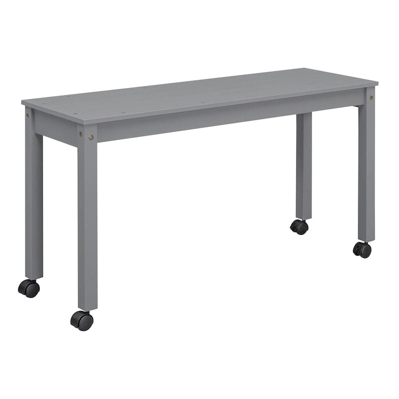 Lit mezzanine gris en bois massif pour une personne avec bureau coulissant, 4 tiroirs, bureau latéral portable et étagères