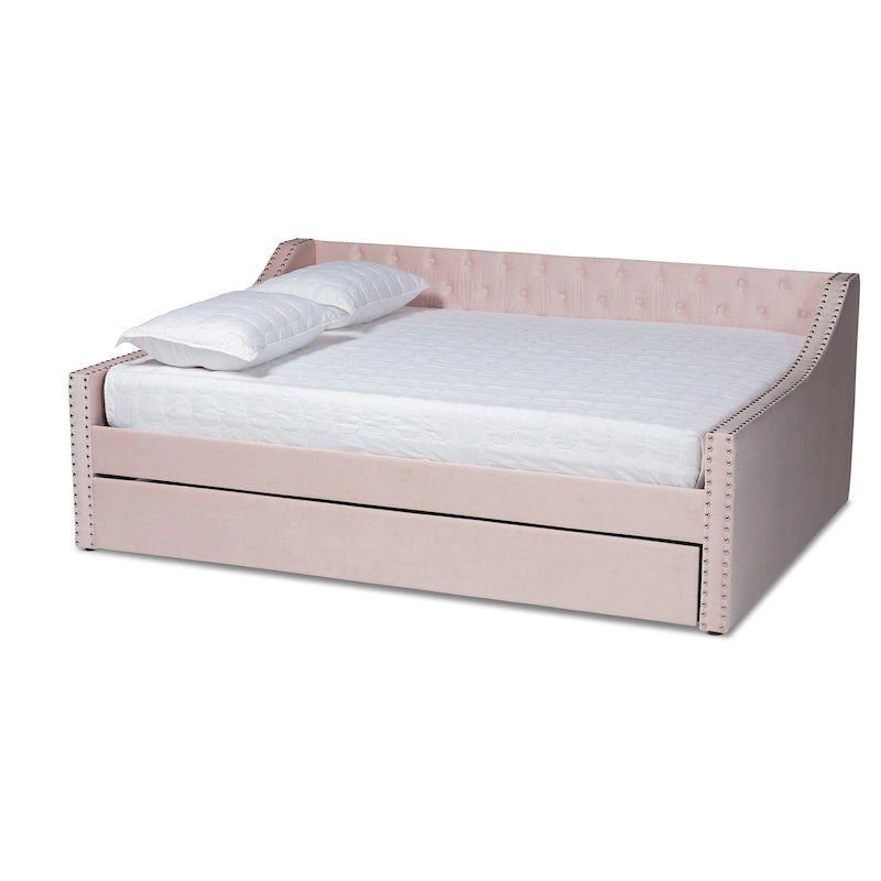 Lit de repos moderne en velours avec lit gigogne
