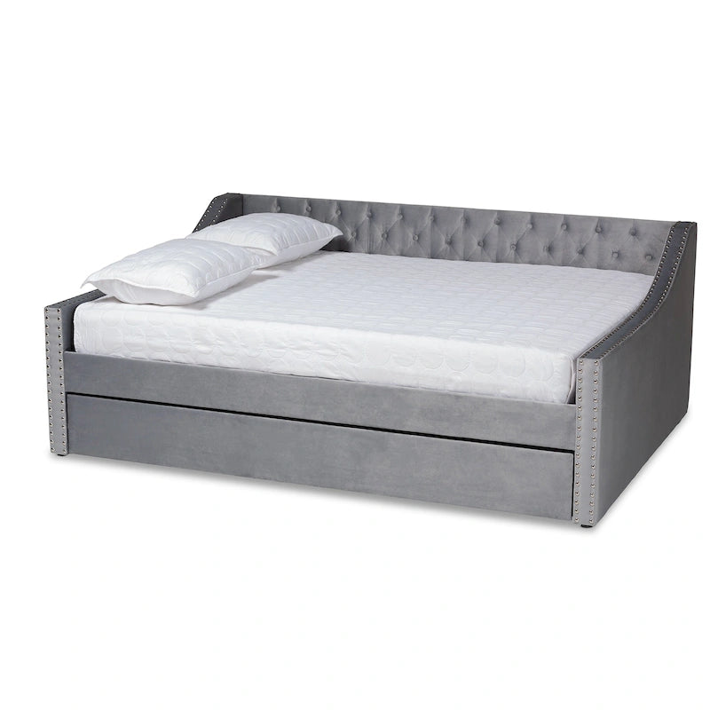 Lit de repos moderne en velours avec lit gigogne
