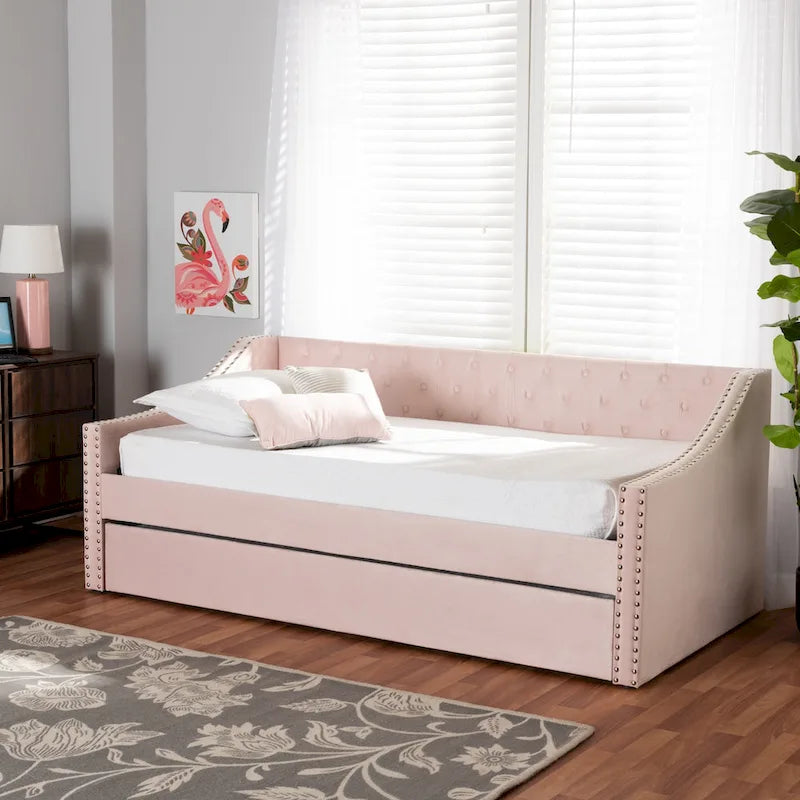 Lit de repos moderne en velours avec lit gigogne