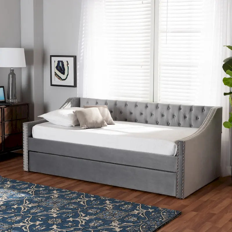Lit de repos moderne en velours avec lit gigogne