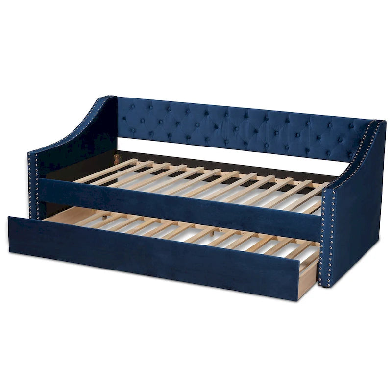 Lit de repos moderne en velours avec lit gigogne