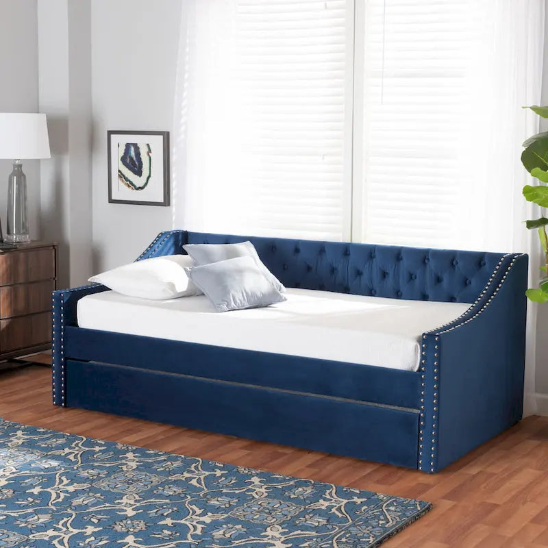 Lit de repos moderne en velours avec lit gigogne