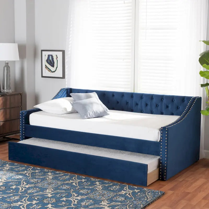 Lit de repos moderne en velours avec lit gigogne