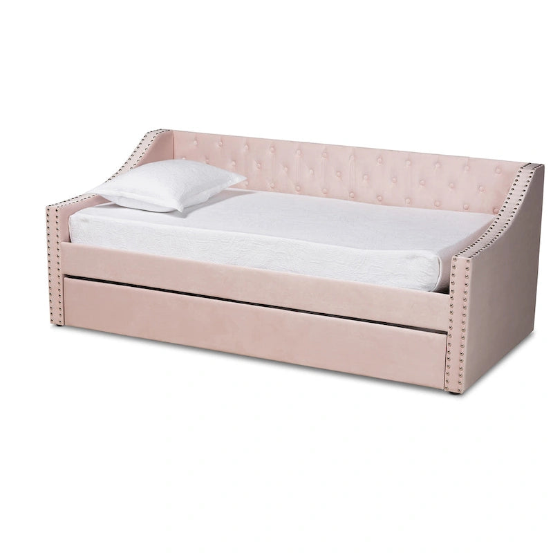 Lit de repos moderne en velours avec lit gigogne
