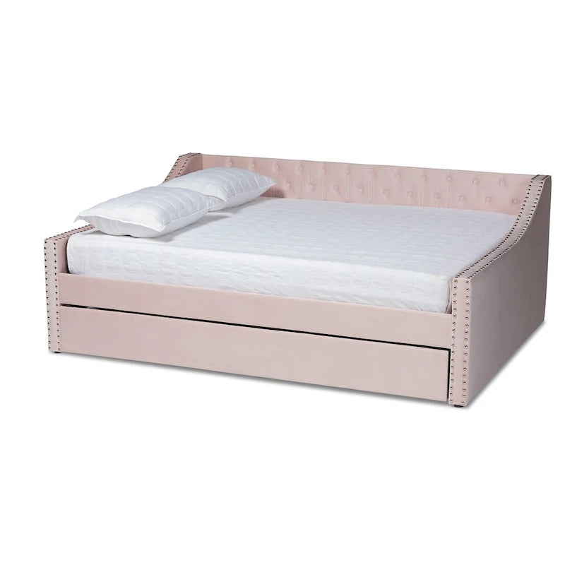 Lit de repos moderne en velours avec lit gigogne
