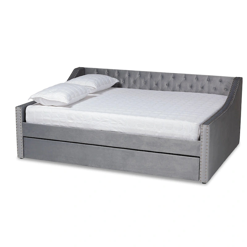 Lit de repos moderne en velours avec lit gigogne