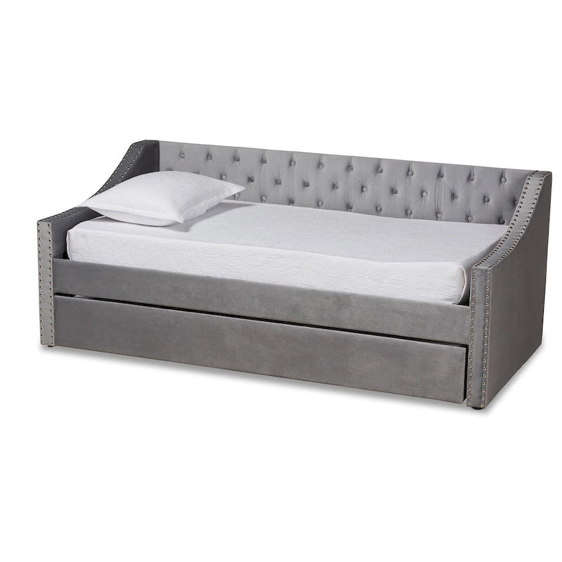 Lit de repos moderne en velours avec lit gigogne