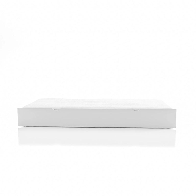 Lit gigogne jumeau en bois massif gris de transition avec lit d'appoint coulissant