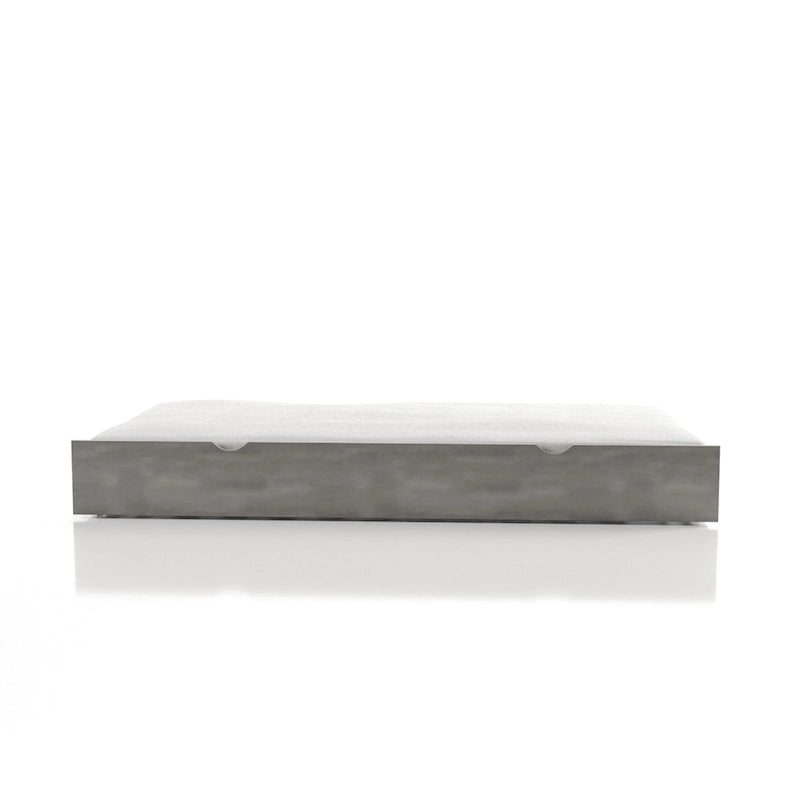 Lit gigogne jumeau en bois massif gris de transition avec lit d'appoint coulissant