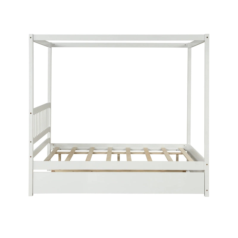 Cadre de lit double avec lit gigogne simple coulissant - Sommier tapissier non requis