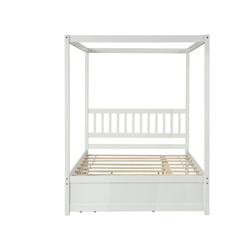 Cadre de lit double avec lit gigogne simple coulissant - Sommier tapissier non requis