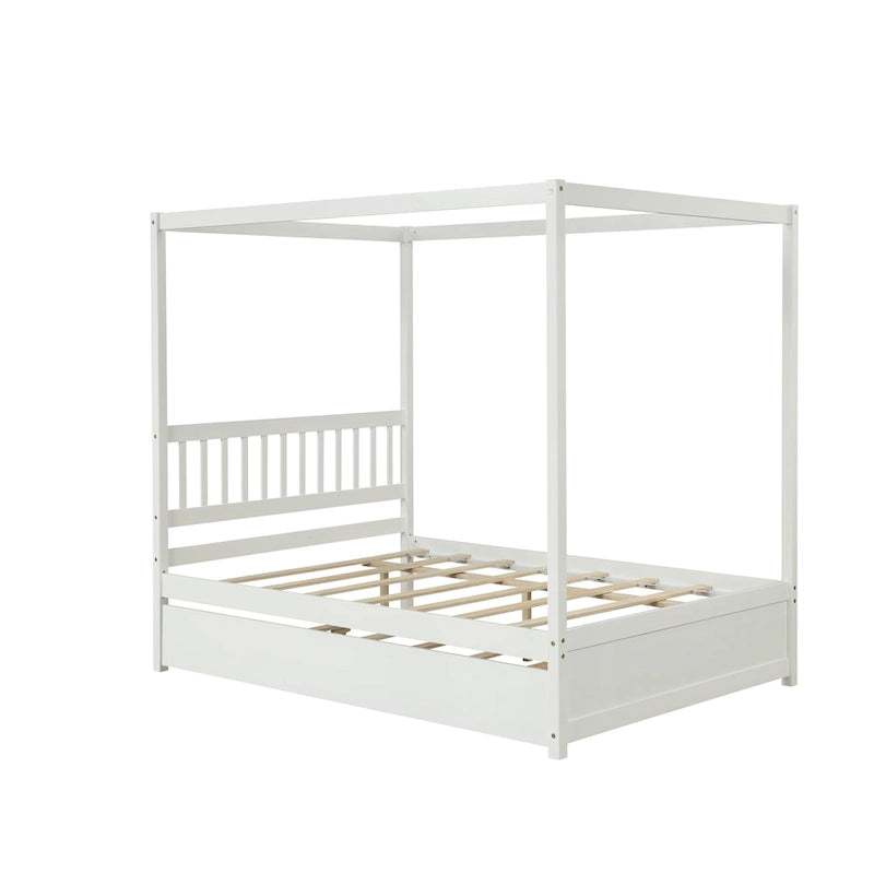 Cadre de lit double avec lit gigogne simple coulissant - Sommier tapissier non requis