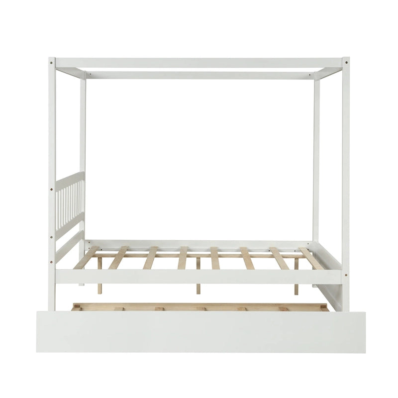 Cadre de lit double avec lit gigogne simple coulissant - Sommier tapissier non requis