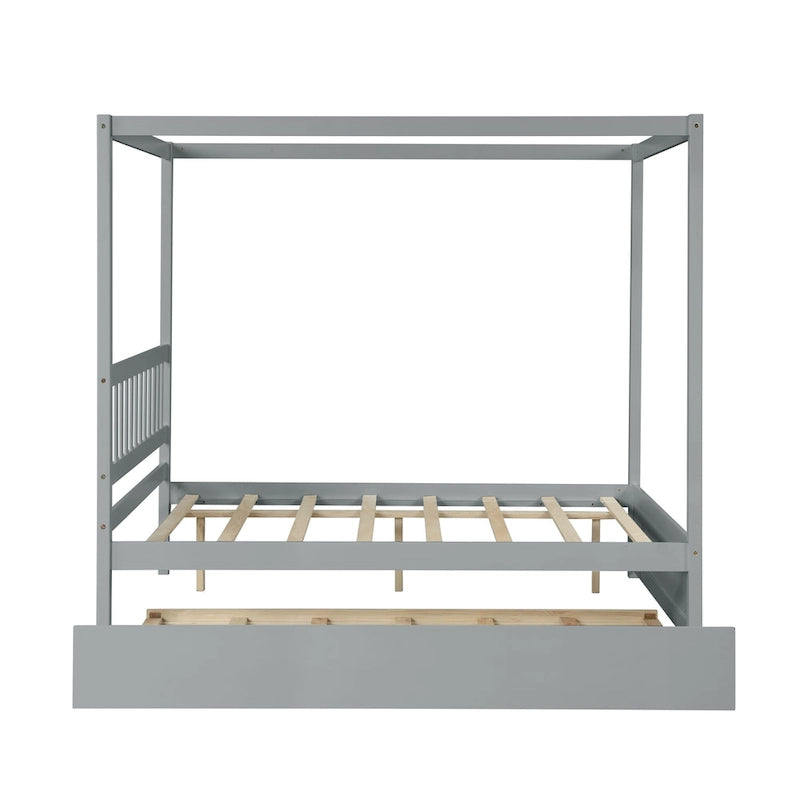 Cadre de lit double avec lit gigogne simple coulissant - Sommier tapissier non requis