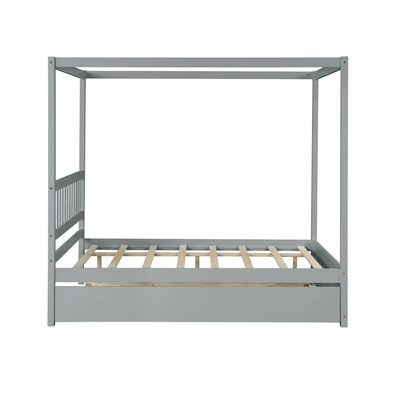 Cadre de lit double avec lit gigogne simple coulissant - Sommier tapissier non requis