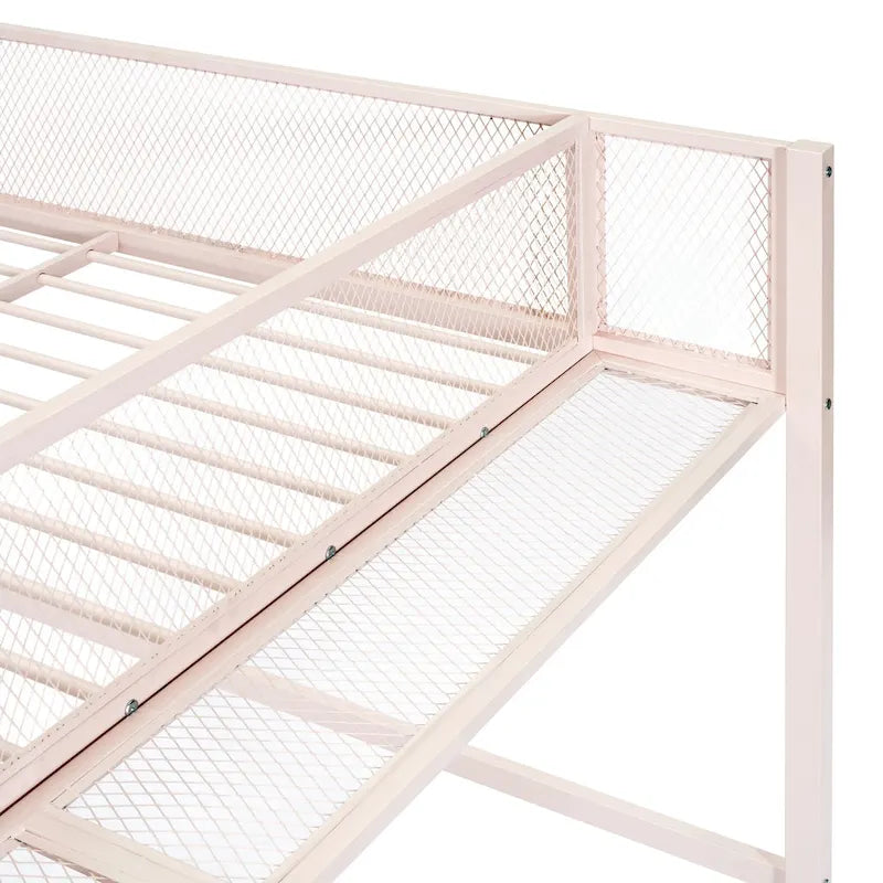 Lit mezzanine double en métal avec étagères à 4 niveaux et rangement, noir