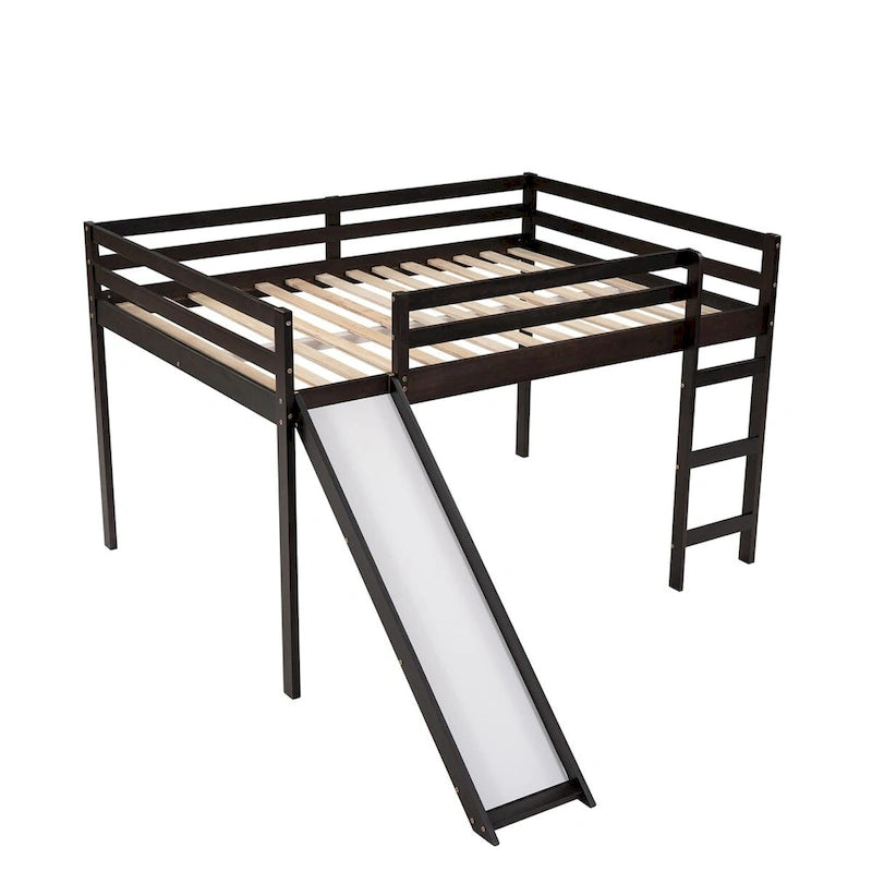 Lit mezzanine pour enfants avec toboggan intégré et barrières de sécurité