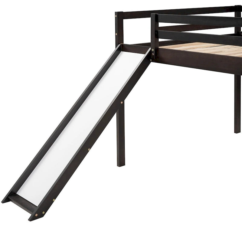 Lit mezzanine pour enfants avec toboggan intégré et barrières de sécurité