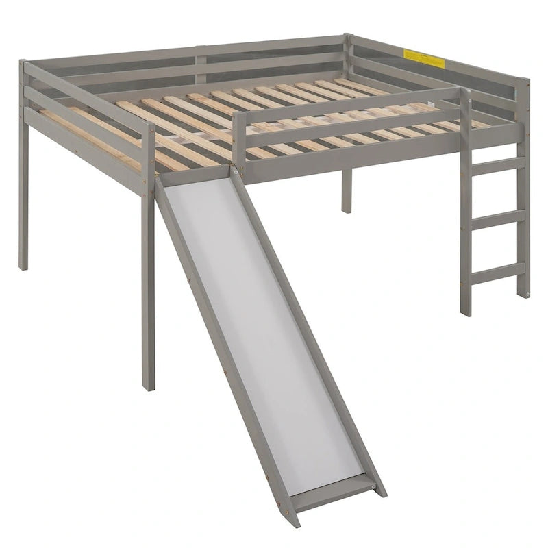 Lit mezzanine pour enfants avec toboggan intégré et barrières de sécurité