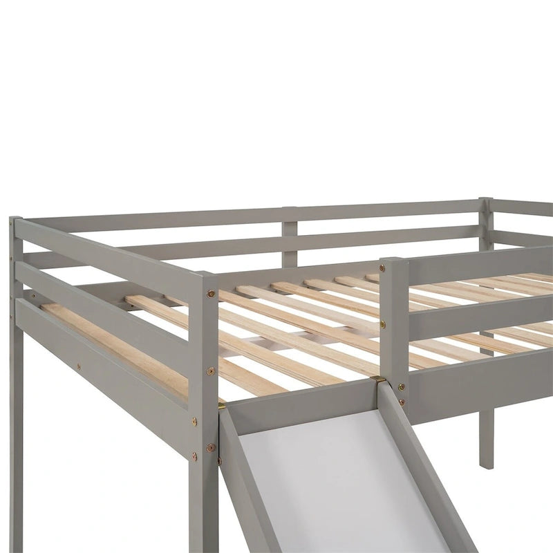 Lit mezzanine pour enfants avec toboggan intégré et barrières de sécurité