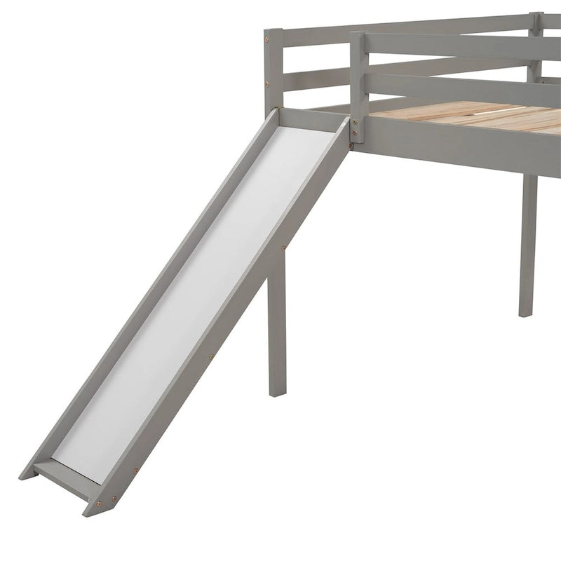 Lit mezzanine pour enfants avec toboggan intégré et barrières de sécurité