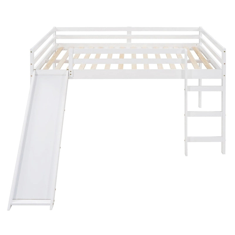 Lit mezzanine pour enfants avec toboggan intégré et barrières de sécurité