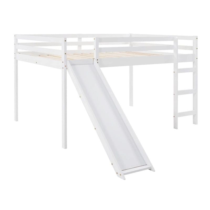 Lit mezzanine pour enfants avec toboggan intégré et barrières de sécurité