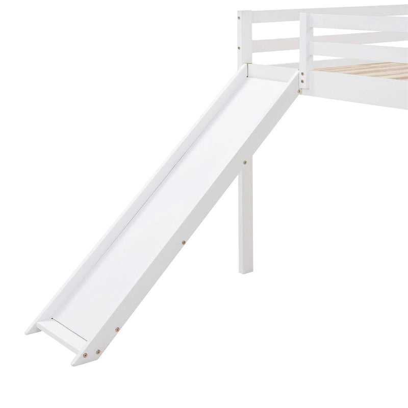 Lit mezzanine pour enfants avec toboggan intégré et barrières de sécurité