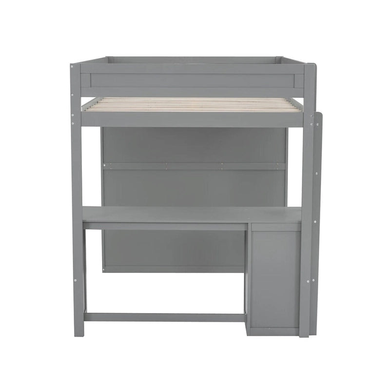 Lit mezzanine en bois avec armoires et bureau 2 tiroirs avec rangement