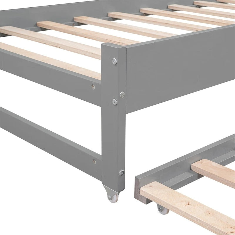 Lit de repos en bois Twin XL avec 2 lits gigognes, 3 compartiments de rangement, 1 lampe gratuite et port de chargement USB