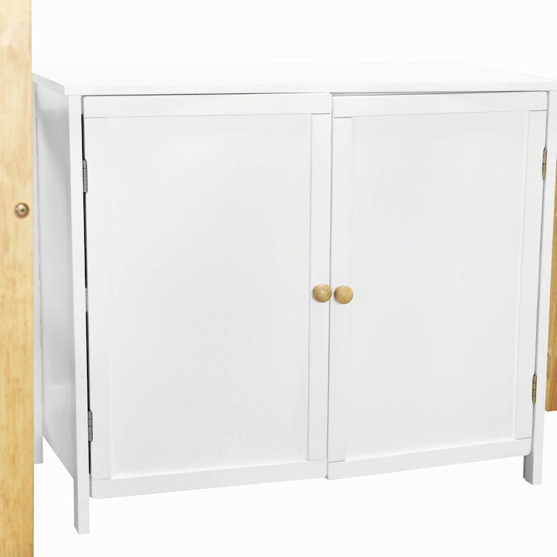 Lit mezzanine en bois avec armoire de rangement intégrée, compartiments et bureau pliable