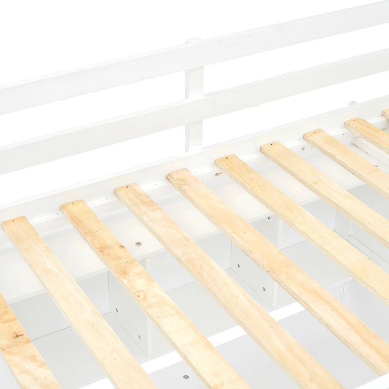 Lit mezzanine simple avec bureau, armoires, 4 tiroirs et 4 étagères